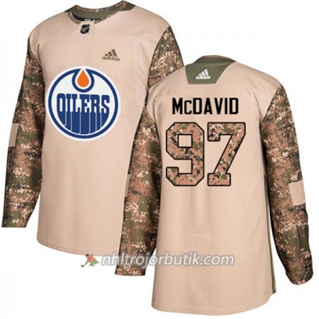 Män Ishockey Edmonton Oilers Tröja Connor McDavid 97 Adidas 2017-2018 Camo Veterans Day Practice Authentic